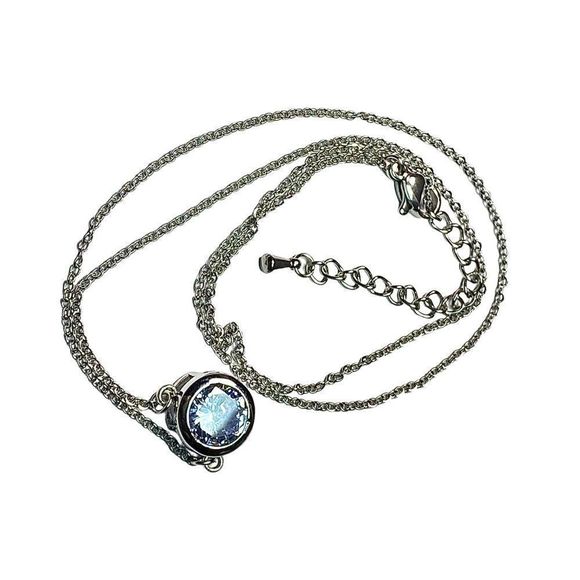 Minimalist 925 Sterling Silver Necklace w/ Clear CZ Gemstone 18” + - Picture 7 of 8